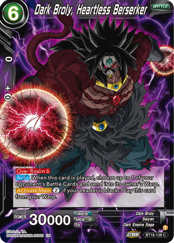 Dark Broly, Heartless Berserker - BT18-128 - Common available at 401 Games Canada