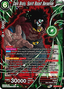 Dark Broly, Spirit Boost Berserker - SD16-03 - Starter Rare (FOIL) available at 401 Games Canada