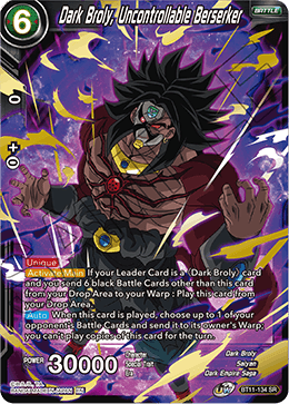 Dark Broly, Uncontrollable Berserker - BT11-134 - Super Rare (Reprint) available at 401 Games Canada