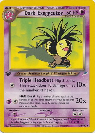 Dark Exeggutor - 33/105 - Uncommon - 1st Edition available at 401 Games Canada