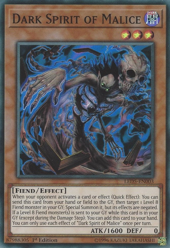 Dark Spirit of Malice - LED5-EN003 - Super Rare - 1st Edition available at 401 Games Canada