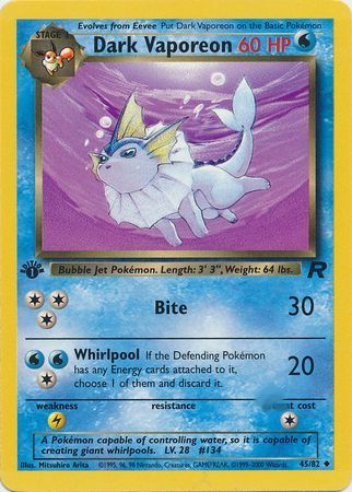 Dark Vaporeon - 45/82 - Uncommon - 1st Edition available at 401 Games Canada