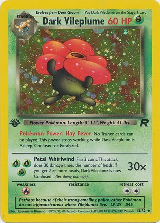 Dark Vileplume - 13/82 - Holo - 1st Edition available at 401 Games Canada