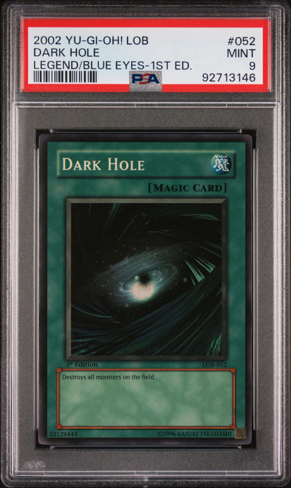 Dark Hole [1st Edition] LOB-052 YuGiOh Legend of Blue Eyes White Dragon MINT 9 Damaged Casing