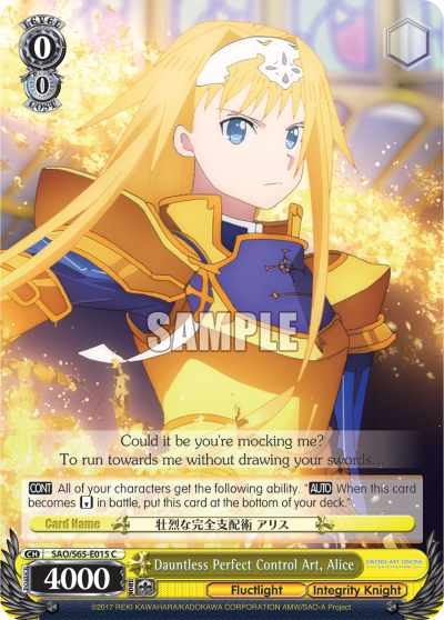 Dauntless Perfect Control Art, Alice - SAO/S65-E015 - Common available at 401 Games Canada