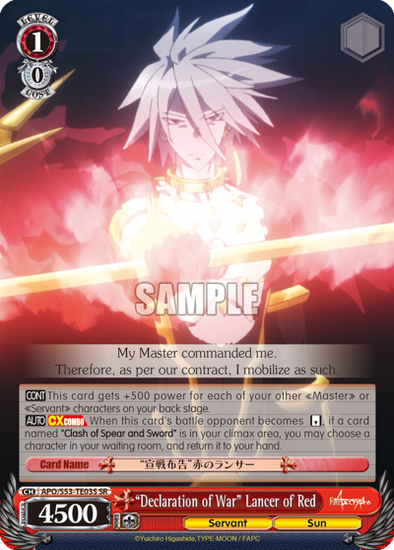 "Declaration of War" Lancer of Red - APO/S53-TE03S - Super Rare available at 401 Games Canada