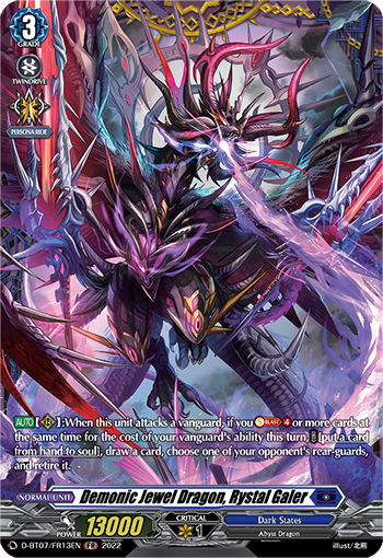 Demonic Jewel Dragon, Rystal Galer - D-BT07/FR13 - Frame Rare available at 401 Games Canada