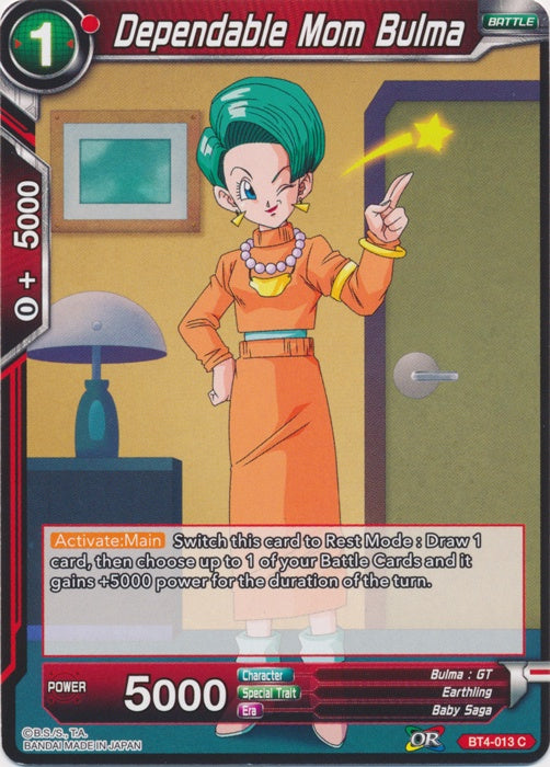 Dependable Mom Bulma - BT4-013 - Common (Foil) available at 401 Games Canada