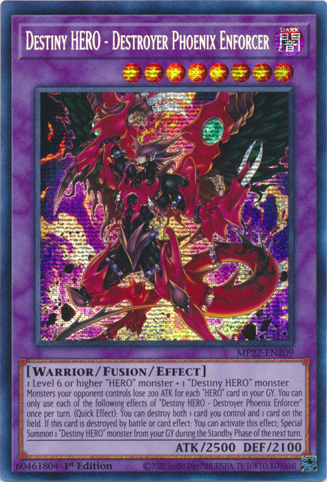 Destiny HERO - Destroyer Phoenix Enforcer - MP22-EN209 - Prismatic Secret Rare - 1st Edition available at 401 Games Canada