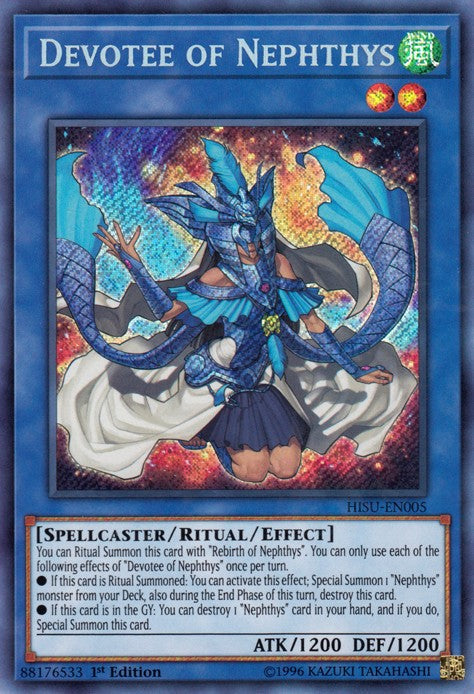 Devotee of Nephthys - HISU-EN005 - Secret Rare - 1st Edition available at 401 Games Canada