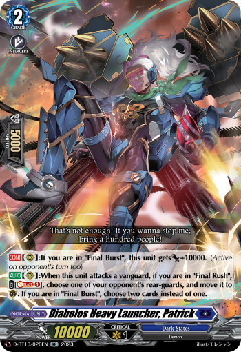 Diabolos Heavy Launcher, Patrick - D-BT10/020 - Double Rare available at 401 Games Canada