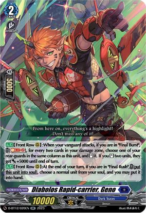 Diabolos Rapid-carrier, Geno - D-BT12/020EN - Double Rare available at 401 Games Canada