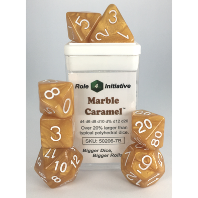 Dice Set - Role 4 Initiative - 7 Piece Set - Caramel Latte / White available at 401 Games Canada