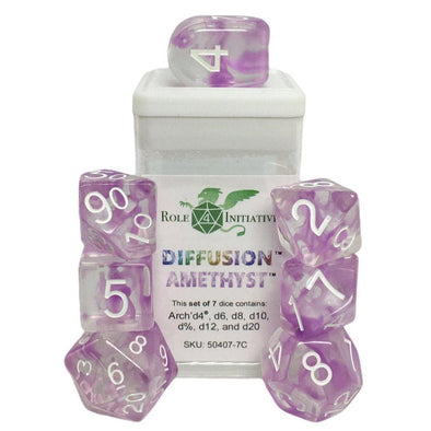 Dice Set - Role 4 Initiative - 7 Piece Set - Diffusion Amethyst available at 401 Games Canada