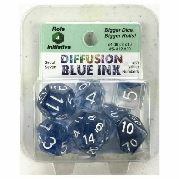 Dice Set - Role 4 Initiative - 7 Piece Set - Diffusion Blue Ink available at 401 Games Canada