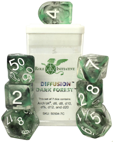 Dice Set - Role 4 Initiative - 7 Piece Set - Diffusion Dark Forest available at 401 Games Canada