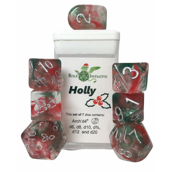 Dice Set - Role 4 Initiative - 7 Piece Set - Diffusion Holly available at 401 Games Canada