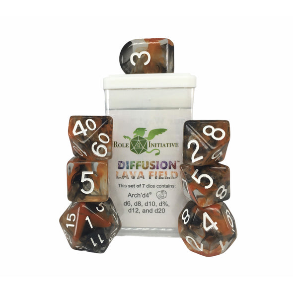 Dice Set - Role 4 Initiative - 7 Piece Set - Diffusion Lava Field available at 401 Games Canada