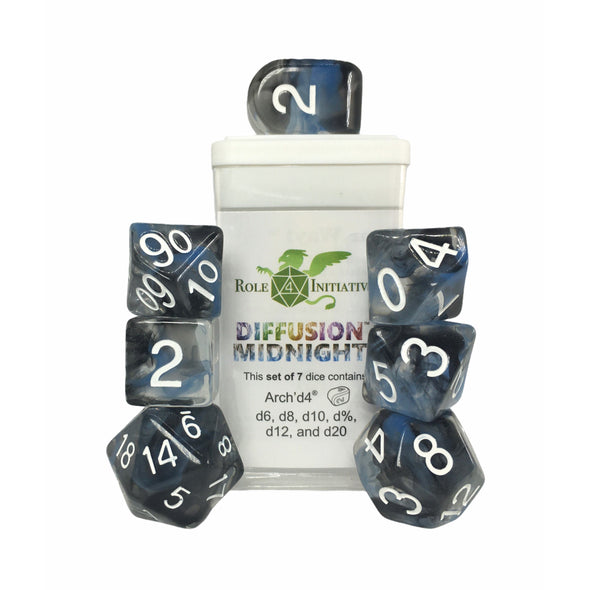 Dice Set - Role 4 Initiative - 7 Piece Set - Diffusion Midnight available at 401 Games Canada