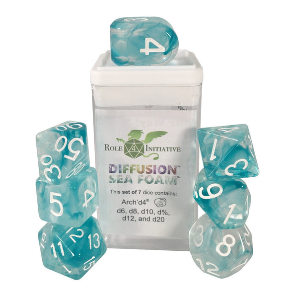 Dice Set - Role 4 Initiative - 7 Piece Set - Diffusion Sea Foam available at 401 Games Canada