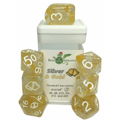 Dice Set - Role 4 Initiative - 7 Piece Set - Diffusion Silver & Gold available at 401 Games Canada