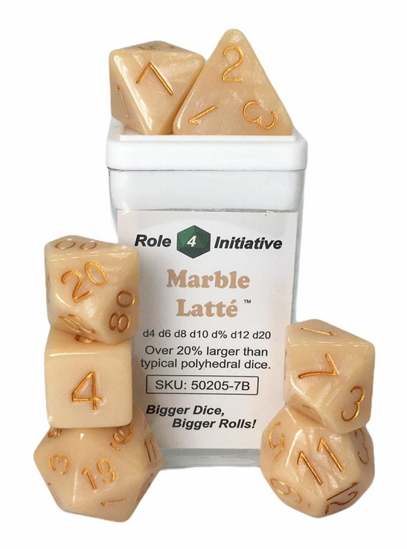 Dice Set - Role 4 Initiative - 7 Piece Set - Marble Latte / White available at 401 Games Canada