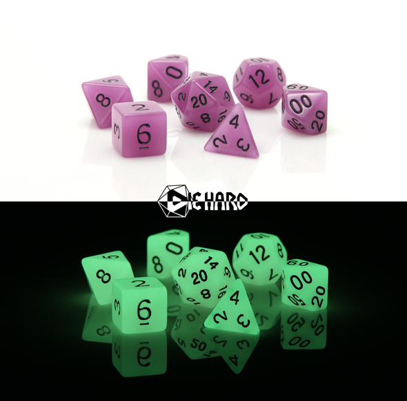 Die Hard - 7 Piece Set - Glow-in-the-Dark - Purple available at 401 Games Canada