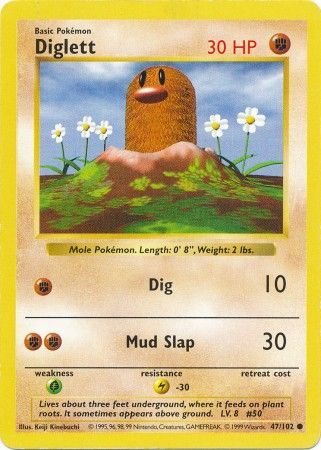 Diglett - 47/102 - Common - Shadowless available at 401 Games Canada