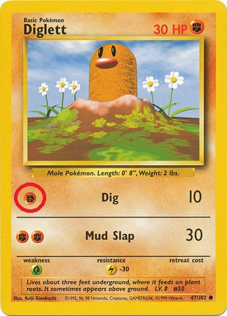 Diglett - 47/102 - Common - Unlimited (Energy Symbol Misprint) available at 401 Games Canada