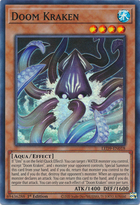 Doom Kraken - LED9-EN018 - Super Rare - 1st Edition available at 401 Games Canada