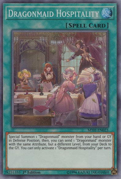 Dragonmaid Hospitality - MYFI-EN023 - Super Rare - 1st Edition available at 401 Games Canada