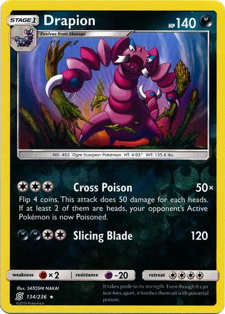 Drapion - 134/236 - Rare - Reverse Holo available at 401 Games Canada