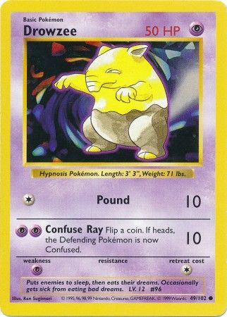 Drowzee - 49/102 - Common - Shadowless available at 401 Games Canada