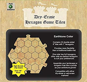 Dry Erase Dungeon Tiles - Earthtone - 6" Interlocking Hexagon Tiles (33) available at 401 Games Canada