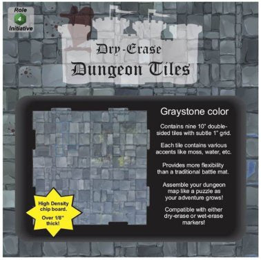 Dry Erase Dungeon Tiles - Greystone - 10'' Interlocking Tiles is available at 401 Games Canada, Canada's Source for RPG!