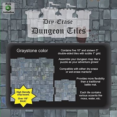 Dry Erase Dungeon Tiles - Greystone - 10'' and 5'' Interlocking Tiles is available at 401 Games Canada, Canada's Source for RPG!