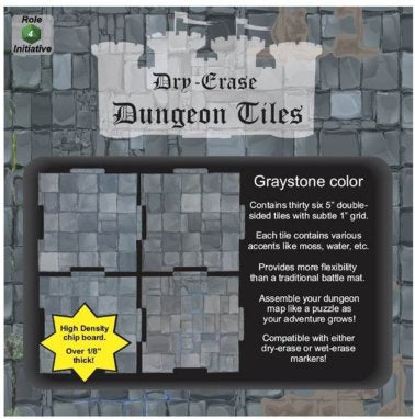 Dry Erase Dungeon Tiles - Greystone - 5'' Interlocking Tiles available at 401 Games Canada