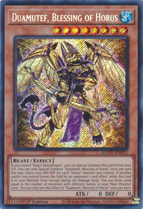 Duamutef, Blessing of Horus - AGOV-EN012 - Secret Rare - 1st Edition available at 401 Games Canada