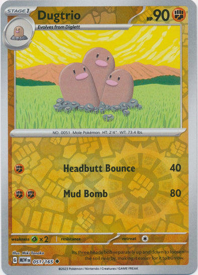 Dugtrio - 051/165 - Uncommon - Reverse Holo available at 401 Games Canada