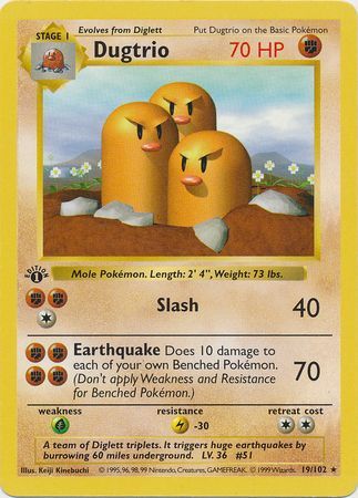Dugtrio - 19/102 - Rare - 1st Edition available at 401 Games Canada