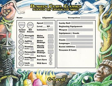 Dungeon Crawl Classics: Scratch-Off Zero-Level Character Sheets available at 401 Games Canada