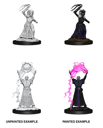 Dungeons & Dragons Nolzur's Marvelous Unpainted Minis: Drow Mage and Drow Priestess available at 401 Games Canada