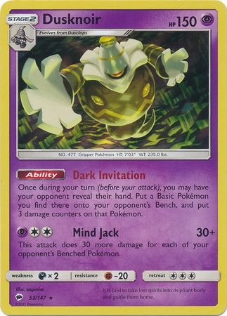 Dusknoir - 53/147 - Holo Rare available at 401 Games Canada