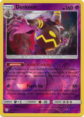 Dusknoir - 85/236 - Holo Rare - Reverse Holo available at 401 Games Canada