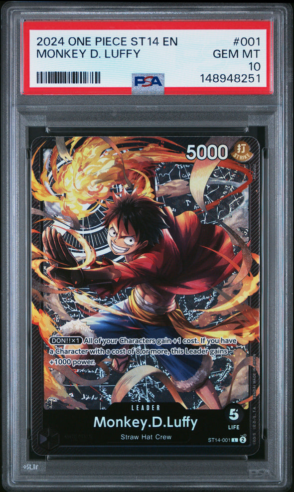 MONKEY D. LUFFY (001) - ONE PIECE STARTER DECK ST14-3D2Y - GEM MT 10