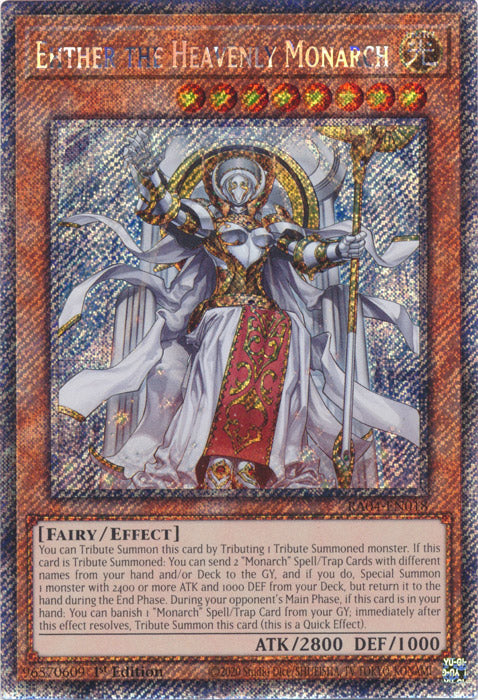 Ehther the Heavenly Monarch (Platinum Secret Rare) - RA04-EN018 - Platinum Secret Rare - 1st Edition
