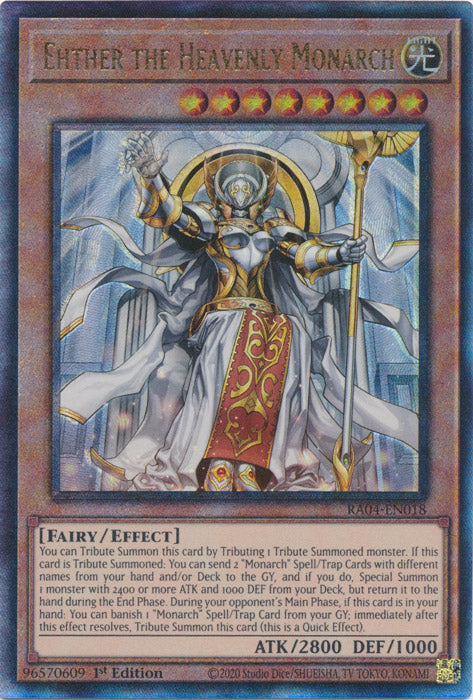 Ehther the Heavenly Monarch (PUR) - RA04-EN018 - Prismatic Ultimate Rare - 1st Edition