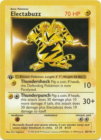 Electabuzz - 20/102 - Rare - 1st Edition available at 401 Games Canada