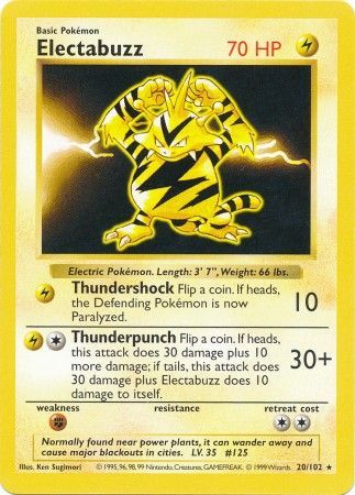 Electabuzz - 20/102 - Rare - Shadowless available at 401 Games Canada