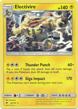 Electivire - 43/147 - Rare available at 401 Games Canada